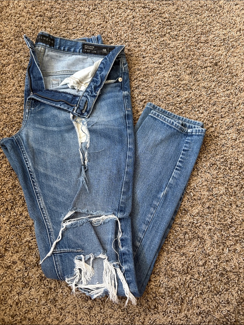 Slim Ripped Blue Skinny Jeans - Unknown Brand
